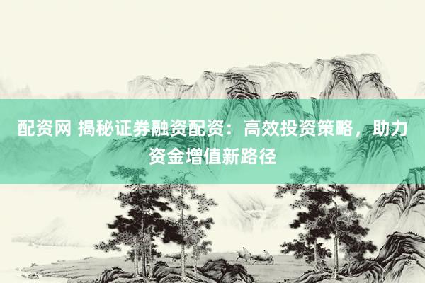 配资网 揭秘证券融资配资：高效投资策略，助力资金增值新路径