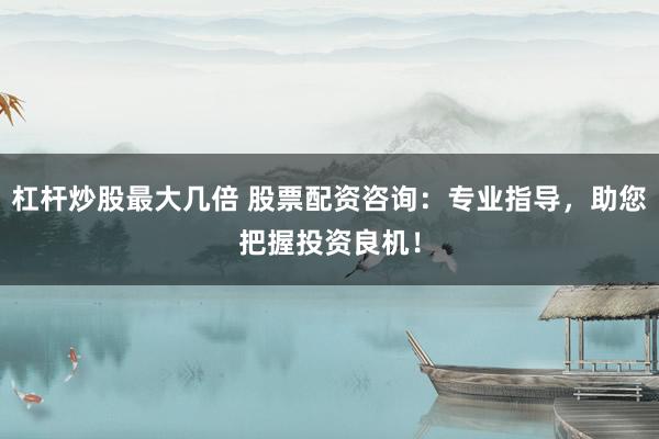 杠杆炒股最大几倍 股票配资咨询：专业指导，助您把握投资良机！