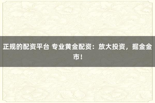 正规的配资平台 专业黄金配资：放大投资，掘金金市！