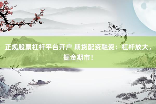 正规股票杠杆平台开户 期货配资融资:杠杆放大,掘金期市!
