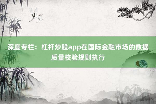 深度专栏:杠杆炒股app在国际金融市场的数据质量校验规则执行