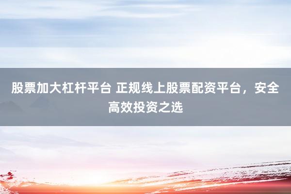 股票加大杠杆平台 正规线上股票配资平台，安全高效投资之选