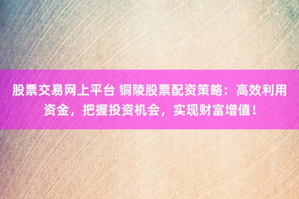 股票交易网上平台 铜陵股票配资策略：高效利用资金，把握投资机会，实现财富增值！