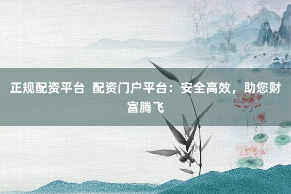 正规配资平台  配资门户平台：安全高效，助您财富腾飞